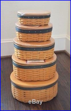 Longaberger Collectors Club Harmony Shaker Baskets & Lids Set of 5 NEW