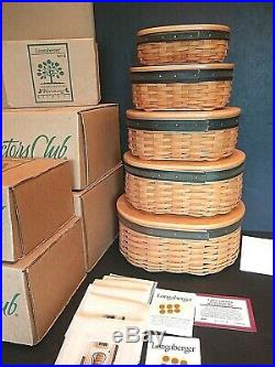 Longaberger Collectors Club Harmony Stacking Baskets Lids Protectors (Set of 5)