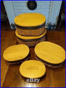 Longaberger Collectors Club Harmony basket set of 5, lids, protectors, brochures