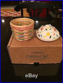 Longaberger Collectors Club Little Cupcake Birthday Basket Set Signed