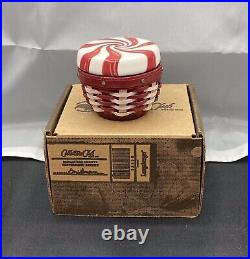 Longaberger Collectors Club Miniature Peppermint Basket & Pottery Lid Set-USA