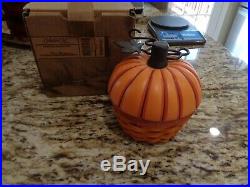 Longaberger Collectors Club Pumpkin Basket Set Pottery LID Iron Stem-awesome