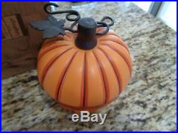 Longaberger Collectors Club Pumpkin Basket Set Pottery LID Iron Stem-awesome