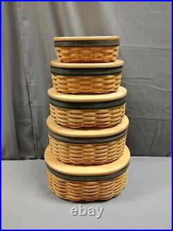 Longaberger Collectors Club SHAKER HARMONY Baskets Lids & Protectors Set of 5