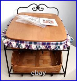 Longaberger Combo 2 Tier Tapered Paper Tray Rod Iron Stand Desk Organizer Basket