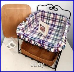 Longaberger Combo 2 Tier Tapered Paper Tray Rod Iron Stand Desk Organizer Basket