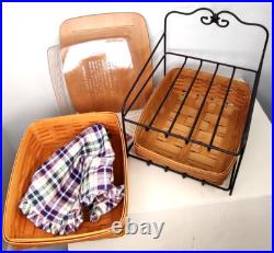 Longaberger Combo 2 Tier Tapered Paper Tray Rod Iron Stand Desk Organizer Basket