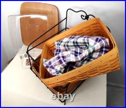 Longaberger Combo 2 Tier Tapered Paper Tray Rod Iron Stand Desk Organizer Basket