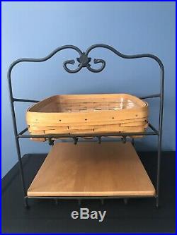 Longaberger Combo Wrought Iron Paper Tray Stand & Basket Set FREE SHIPPING