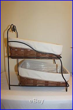 Longaberger Combo Wrought Iron Paper Tray Stand & Basket Sets NEW