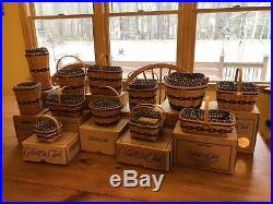 Longaberger Complete Set 12 Collectors Club JW MINIATURE BASKETS with Boxes & More