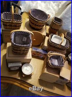 Longaberger Complete Set 12 Collectors Club JW Miniature Baskets withExtras