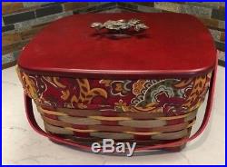 Longaberger Crimson Hill Cake Basket 5 Piece Set! Retired, Rare