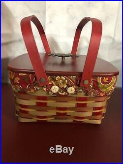 Longaberger Crimson Hill Cake Basket Set with Rare Bronze Leaf Handle