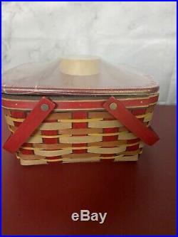 Longaberger Crimson Hill Cake Basket Set with Rare Bronze Leaf Handle NEW