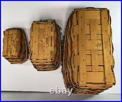 Longaberger Dash Away Sleigh Basket WithIron Runners Fabric & Protector Set Of 3