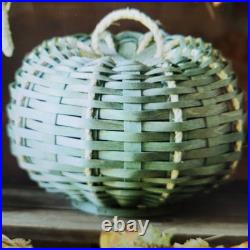 Longaberger Dresden & Company Medium Green Woven Pumpkin Basket+Protector AUTUMN Longaberger Dresden & Company Medium Green Woven Pumpkin Basket+Protector AUTUMN