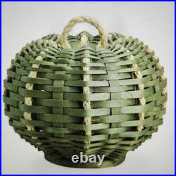 Longaberger Dresden & Company Medium Green Woven Pumpkin Basket+Protector AUTUMN Longaberger Dresden & Company Medium Green Woven Pumpkin Basket+Protector AUTUMN