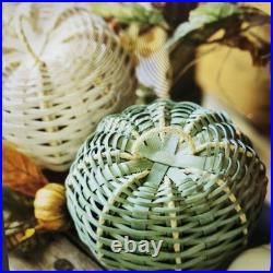 Longaberger Dresden & Company Medium Green Woven Pumpkin Basket+Protector AUTUMN Longaberger Dresden & Company Medium Green Woven Pumpkin Basket+Protector AUTUMN