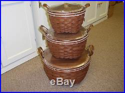Longaberger EXTREMELY RARE, Set of 3, SPECIAL DESIGNED AMERICAN WORK BASKETS NEW