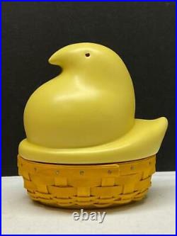 Longaberger Easter 2012 Yellow Peeps Pottery Basket Set Mint