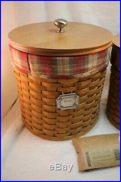 Longaberger Fabric Liners, Basket & Clear Kitchen Storage Canisters Set of 4