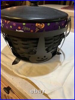 Longaberger Fall Halloween Black Large Cauldron Bskt Complete Set