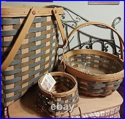 Longaberger Fieldstone Baskets Set of 3