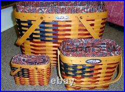 Longaberger Flag Baskets Sets-Set of 3-Complete-SIGNED-NEW