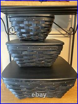 Longaberger Flare basket complete set BLACK STAIN FREE SHIPPING