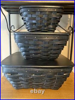 Longaberger Flare basket complete set BLACK STAIN FREE SHIPPING