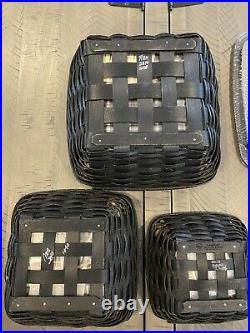 Longaberger Flare basket complete set Black, 12, 9, 7, VGC