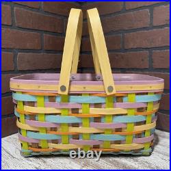 Longaberger Forever Spring Medium Market Basket Set Colorful 14.5