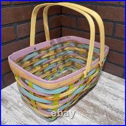 Longaberger Forever Spring Medium Market Basket Set Colorful 14.5