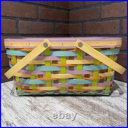 Longaberger Forever Spring Medium Market Basket Set Colorful 14.5