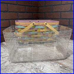 Longaberger Forever Spring Medium Market Basket Set Colorful 14.5
