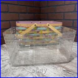 Longaberger Forever Spring Medium Market Basket Set Colorful 14.5