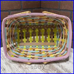 Longaberger Forever Spring Medium Market Basket Set Colorful 14.5