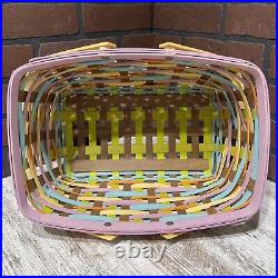 Longaberger Forever Spring Medium Market Basket Set Colorful 14.5