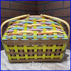 Longaberger Forever Spring Medium Market Basket Set Colorful 14.5