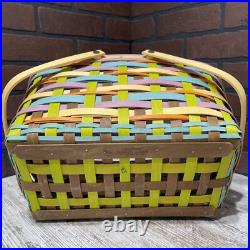 Longaberger Forever Spring Medium Market Basket Set Colorful 14.5