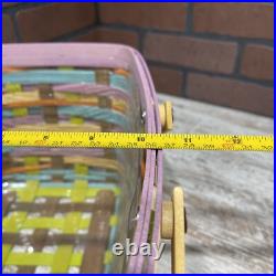 Longaberger Forever Spring Medium Market Basket Set Colorful 14.5