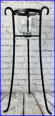 Longaberger Foundry 29 Black Wrought Iron Stand with Glass Hurricane READ