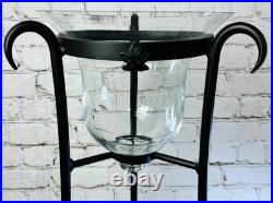 Longaberger Foundry 29 Black Wrought Iron Stand with Glass Hurricane READ