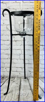 Longaberger Foundry 29 Black Wrought Iron Stand with Glass Hurricane READ