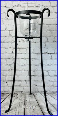Longaberger Foundry 29 Black Wrought Iron Stand with Glass Hurricane READ