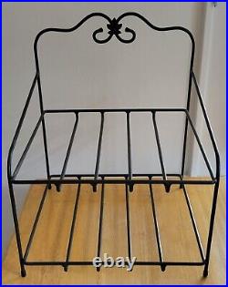 Longaberger Foundry Collection Wrought Iron 1999 Paper Tray Stand & Basket Combo