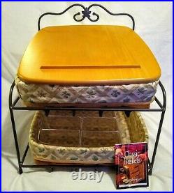 Longaberger Foundry Wrought Iron Basket Set Paper Tray Two Tier Desk Organizer