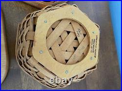 Longaberger Generations Basket Set of 5 with Lids & larger basket fabric inserts