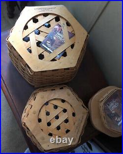 Longaberger Generations Basket Set w Woodcraft Lid + Protector 5 7 10 12 inch